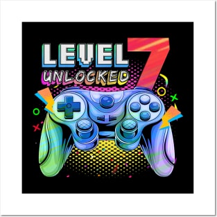 Level 7 Unlocked Video Game 7th Birthday Gamer Boys Posters and Art